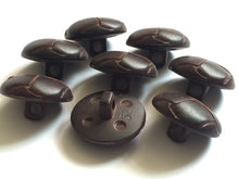 Load image into Gallery viewer, 1 BROWN LEATHER FOOTBALL Look Alike Shank Buttons 20mm Wide Dresses Tops Coats Babies Blazers Shirt Sewing Craft