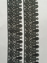 Load image into Gallery viewer, 1 yard GREY Lace Trims 49mm Wide Embroidered Guipure Trimmings Cardmaking Wedding Home Decor Sewing Craft Projects