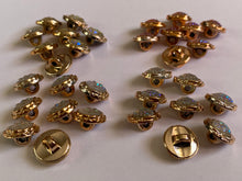 Load image into Gallery viewer, 10 Shine Gold Diamante Shank Buttons 13mm Wide Dresses Tops Coats Babies Blazers Shirt Sewing Art Craft