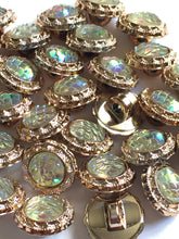 Load image into Gallery viewer, 10 Shine Gold Diamante Shank Buttons 13mm Wide Dresses Tops Coats Babies Blazers Shirt Sewing Art Craft