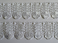 Load image into Gallery viewer, 1 yard WHITE #5 Lace Trims 50mm Wide Embroidered Guipure Trimmings Cardmaking Wedding Home Decor Sewing Craft Projects
