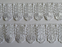 Load image into Gallery viewer, 1 yard WHITE #5 Lace Trims 50mm Wide Embroidered Guipure Trimmings Cardmaking Wedding Home Decor Sewing Craft Projects