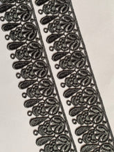 Load image into Gallery viewer, 1 yard GREY Lace Trims 49mm Wide Embroidered Guipure Trimmings Cardmaking Wedding Home Decor Sewing Craft Projects