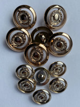 Load image into Gallery viewer, 5 GOLD Shank Buttons 16mm 22mm Wide Dresses Tops Coats Babies Blazers Shirt Sewing Craft Different Colours