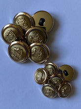 Load image into Gallery viewer, 5 Gold 15mm 21mm Wide Coat Of Arms Shank Quality Buttons Army Military Sewing Craft Coat Jacket