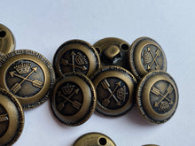 Load image into Gallery viewer, 5 Antique Bronze Brass Metal Shank Buttons 15mm 18mm 20mm 23mm Wide Dresses Tops Coats Babies Blazers Shirt Sewing Art Craft