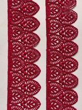 Load image into Gallery viewer, 1 yard DEEP PINK Lace Trims 49mm Wide Embroidered Guipure Trimmings Cardmaking Wedding Home Decor Sewing Craft Projects