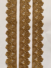 Load image into Gallery viewer, 1 yard GOLD Lace Trims 42mm Wide Embroidered Guipure Trimmings Cardmaking Wedding Home Decor Sewing Craft Projects