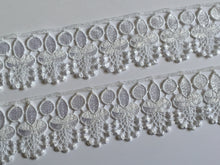 Load image into Gallery viewer, 1 yard WHITE #3 Lace Trims 52mm Wide Embroidered Guipure Trimmings Cardmaking Wedding Home Decor Sewing Craft Projects
