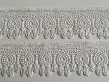 Load image into Gallery viewer, 1 yard WHITE #4 Lace Trims 52mm Wide Embroidered Guipure Trimmings Cardmaking Wedding Home Decor Sewing Craft Projects