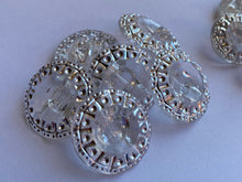 Load image into Gallery viewer, 10 Clear Silver Dots Shank Quality Buttons 15mm 20mm Wide Dresses Tops Coats Babies Blazers Shirt Sewing Craft