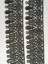 Load image into Gallery viewer, 1 yard GREY Lace Trims 49mm Wide Embroidered Guipure Trimmings Cardmaking Wedding Home Decor Sewing Craft Projects