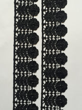 Load image into Gallery viewer, 1 yard BLACK Lace Trims 49mm Wide Embroidered Guipure Trimmings Cardmaking Wedding Home Decor Sewing Craft Projects