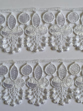 Load image into Gallery viewer, 1 yard WHITE #3 Lace Trims 52mm Wide Embroidered Guipure Trimmings Cardmaking Wedding Home Decor Sewing Craft Projects
