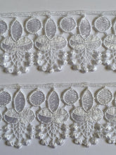 Load image into Gallery viewer, 1 yard WHITE #3 Lace Trims 52mm Wide Embroidered Guipure Trimmings Cardmaking Wedding Home Decor Sewing Craft Projects