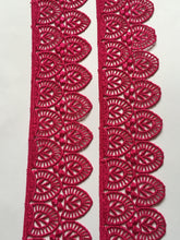 Load image into Gallery viewer, 1 yard DEEP PINK Lace Trims 49mm Wide Embroidered Guipure Trimmings Cardmaking Wedding Home Decor Sewing Craft Projects