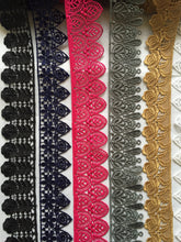 Load image into Gallery viewer, 1 yard WHITE #3 Lace Trims 52mm Wide Embroidered Guipure Trimmings Cardmaking Wedding Home Decor Sewing Craft Projects