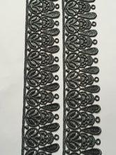 Load image into Gallery viewer, 1 yard GREY Lace Trims 49mm Wide Embroidered Guipure Trimmings Cardmaking Wedding Home Decor Sewing Craft Projects