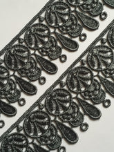 Load image into Gallery viewer, 1 yard GREY Lace Trims 49mm Wide Embroidered Guipure Trimmings Cardmaking Wedding Home Decor Sewing Craft Projects