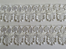 Load image into Gallery viewer, 1 yard WHITE #3 Lace Trims 52mm Wide Embroidered Guipure Trimmings Cardmaking Wedding Home Decor Sewing Craft Projects