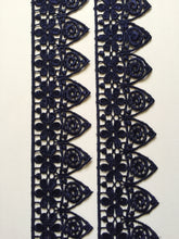 Load image into Gallery viewer, 1 yard NAVY Lace Trims 49mm Wide Embroidered Guipure Trimmings Cardmaking Wedding Home Decor Sewing Craft Projects