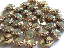 Load image into Gallery viewer, 10 Shine Gold Diamante Shank Buttons 13mm Wide Dresses Tops Coats Babies Blazers Shirt Sewing Art Craft