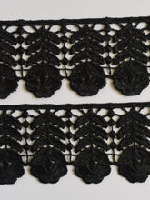Load image into Gallery viewer, 1 yard BLACK Lace Trims 49mm Wide Embroidered Guipure Trimmings Cardmaking Wedding Home Decor Sewing Craft Projects