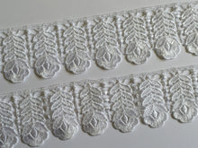 Load image into Gallery viewer, 1 yard WHITE #5 Lace Trims 50mm Wide Embroidered Guipure Trimmings Cardmaking Wedding Home Decor Sewing Craft Projects
