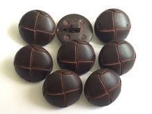 Load image into Gallery viewer, 1 BROWN LEATHER FOOTBALL Look Alike Shank Buttons 20mm Wide Dresses Tops Coats Babies Blazers Shirt Sewing Craft