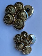 Load image into Gallery viewer, 5 Gold 15mm 21mm Wide Coat Of Arms Shank Quality Buttons Army Military Sewing Craft Coat Jacket