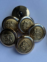 Load image into Gallery viewer, 5 Gold 15mm 21mm Wide Coat Of Arms Shank Quality Buttons Army Military Sewing Craft Coat Jacket