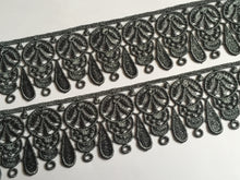 Load image into Gallery viewer, 1 yard GREY Lace Trims 49mm Wide Embroidered Guipure Trimmings Cardmaking Wedding Home Decor Sewing Craft Projects