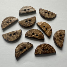 Load image into Gallery viewer, 10 Beautiful Coconut Shell Buttons 21mm x 10mm Wide Dresses Tops Coats Babies Blazers Shirt Sewing Craft Costumes
