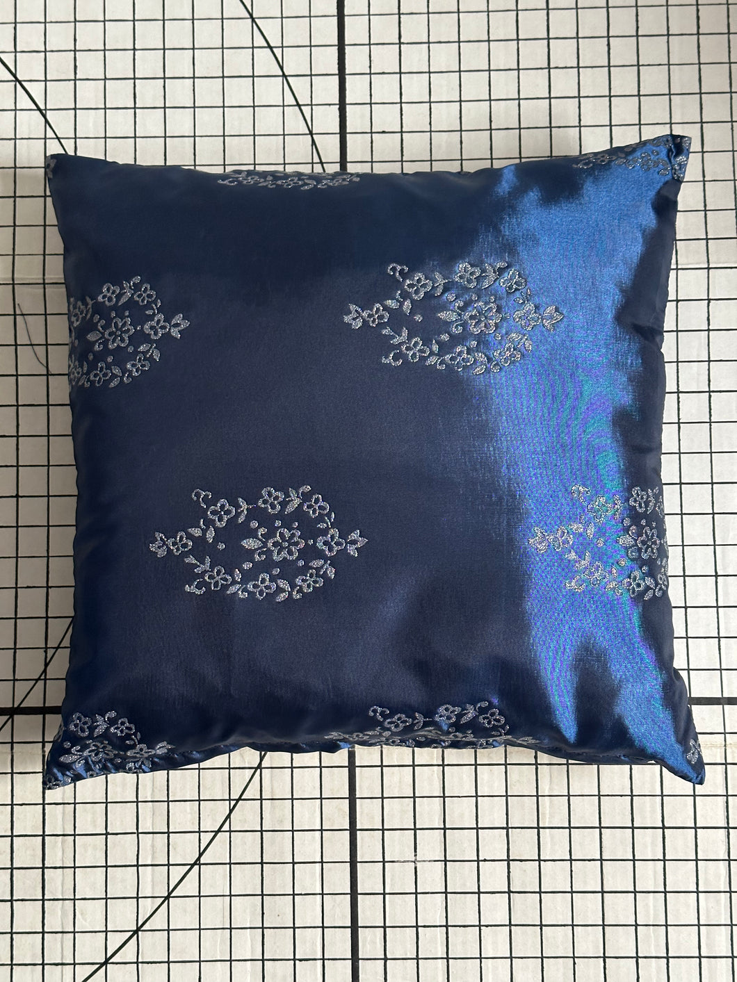 Decorative Handmade Pillow Cushion Cover 16” x 16” 18” x 18” 20” x 20” Blue Flower