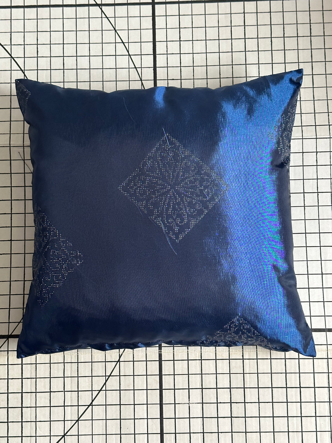 Decorative Handmade Pillow Cushion Cover 16” x 16” 18” x 18” 20” x 20” Blue Square Diamond