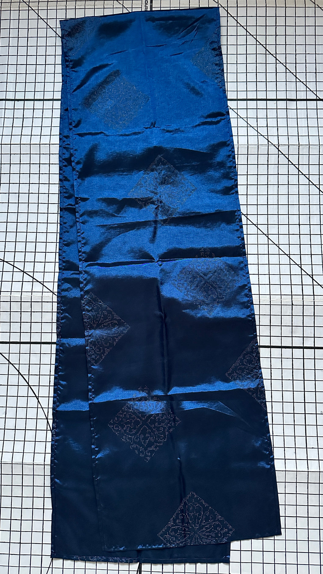 Blue Square Diamond Table Runner Clothing 12” x 83”
