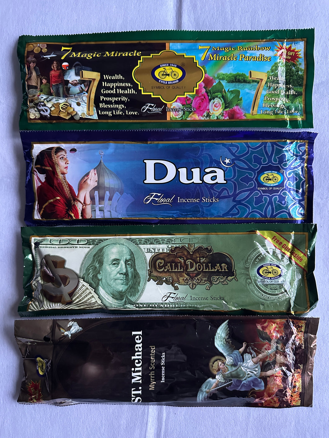 20 Sticks Incense Per Pack 7 Magic Miracle, Dua, Call Dollar, St. Michael