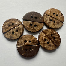 Load image into Gallery viewer, 10 Beautiful Coconut Shell Buttons 21mm x 10mm Wide Dresses Tops Coats Babies Blazers Shirt Sewing Craft Costumes
