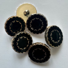 Load image into Gallery viewer, 5pcs BLACK LIGHT GOLD 25mm Wide Shank Chain Buttons Sewing Craft Coat Jacket Costume
