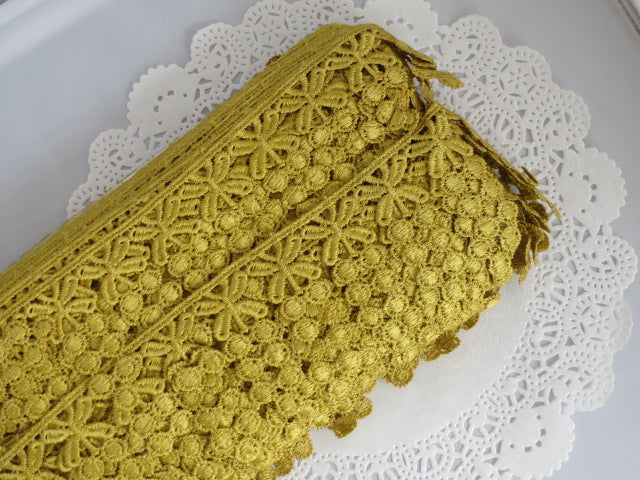 1m GOLD Lace Trims 64mm Wide Embroidered Guipure Trimmings Cardmaking Wedding Home Decor Sewing Craft Projects