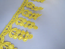 Load image into Gallery viewer, 1m YELLOW Lace Trims 64mm Wide Embroidered Guipure Trimmings Cardmaking Wedding Home Decor Sewing Craft Projects
