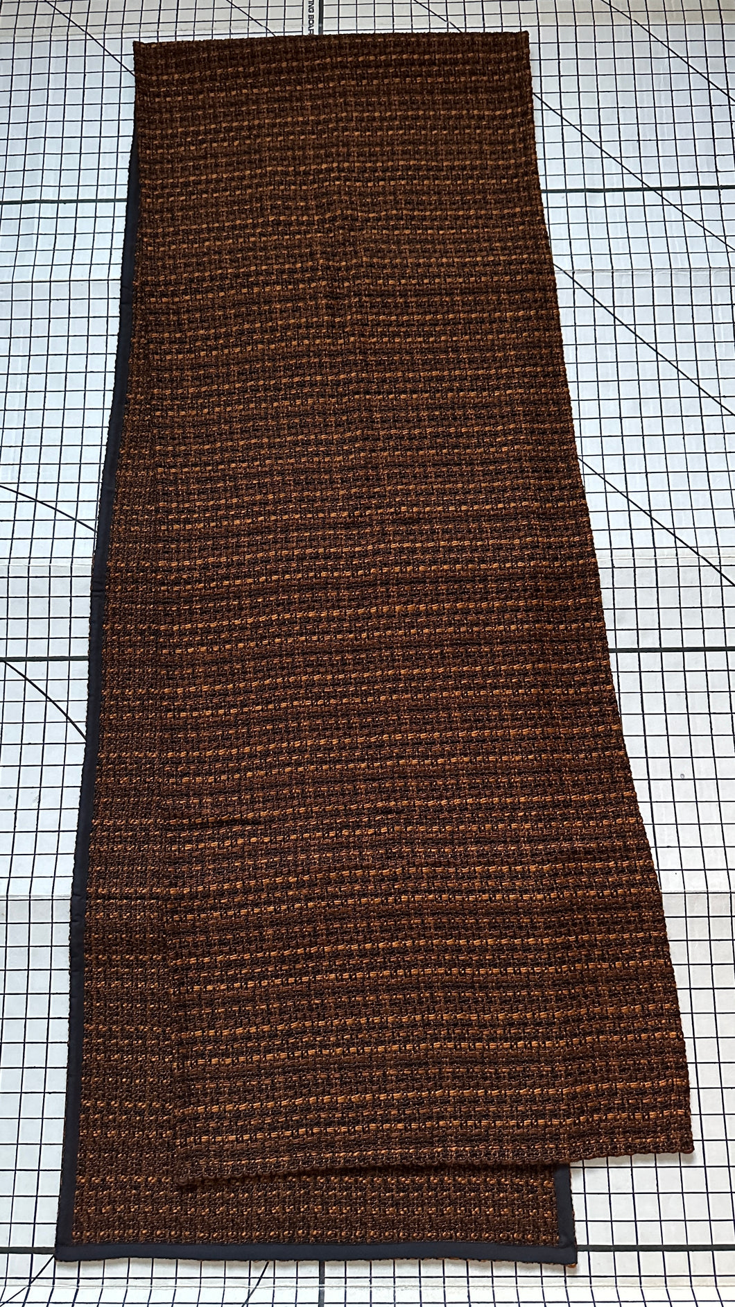 Brown Black Tangerine Table Runner Tweed Fabric 17