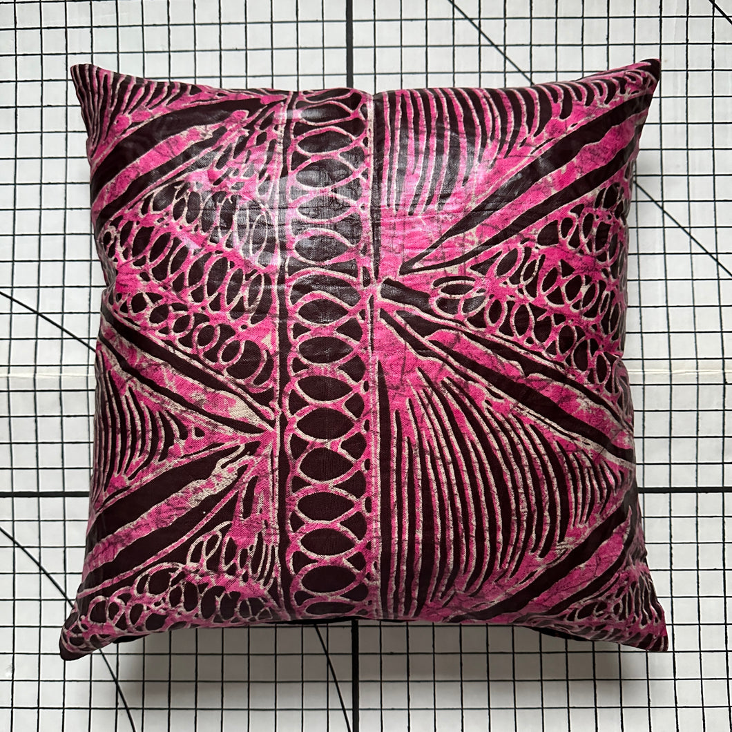 Decorative Handmade Pillow Cushion Cover 16” x 16” 18” x 18” 20” x 20” Kampala Batik African Fabric Pink Brown