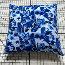 Load image into Gallery viewer, Decorative Handmade Pillow Cushion Cover 16” x 16” 18” x 18” 20” x 20” Blue Flower
