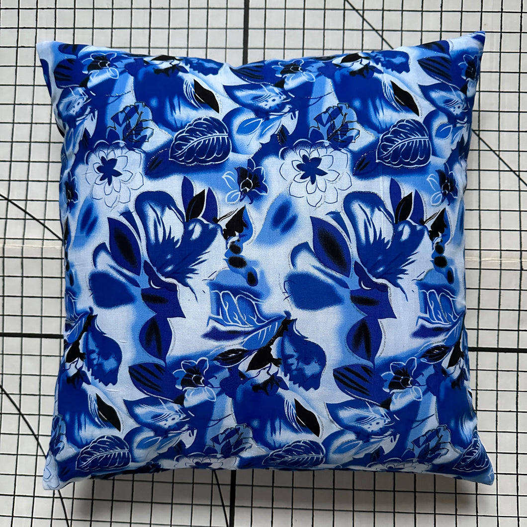Decorative Handmade Pillow Cushion Cover 16” x 16” 18” x 18” 20” x 20” Blue Flower