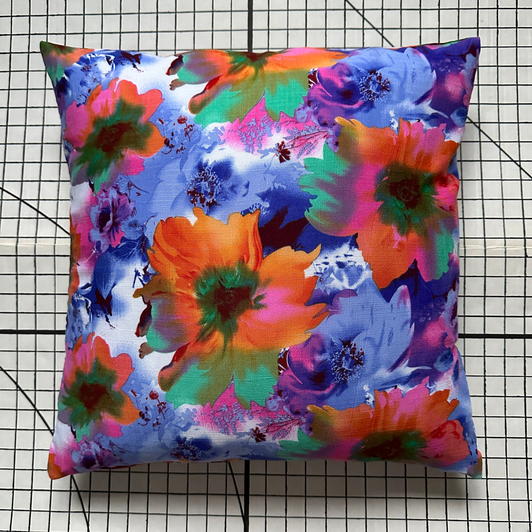 Decorative Handmade Pillow Cushion Cover 16” x 16” 18” x 18” 20” x 20” Orange Blue Flower