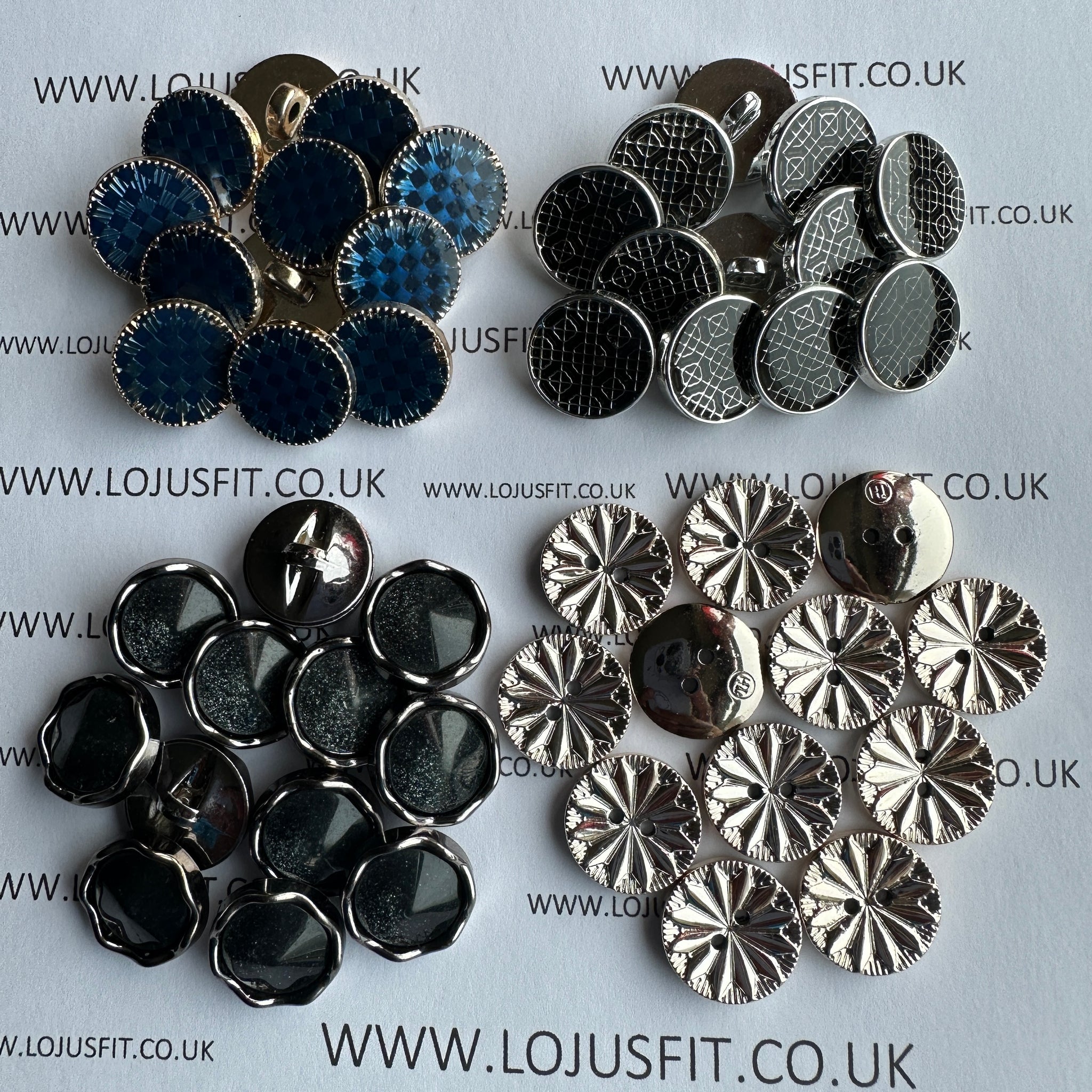 10 15 20 Silver Light Gold Black 18mm Wide Shank Buttons Dresses Tops  Coats Babies Blazers Shirt Sewing Craft