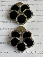 Load image into Gallery viewer, 5 10 BLACK GOLD SILVER 25mm 30mm Wide Shank Chain Buttons Sewing Craft Coat Jacket
