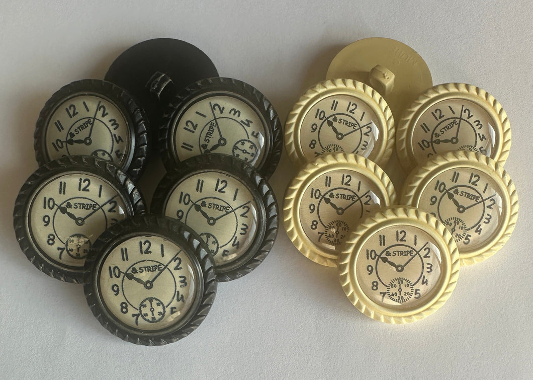 6 10 Clock Watch Black Cream Shank Buttons 28mm 32mm Wide Dresses Tops Coats Babies Blazers Uniforms Shirt Sewing Craft