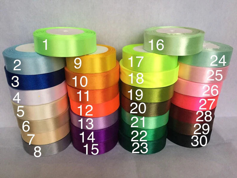 25mm FULL ROLL Lovely Satin Ribbon 25mm Wide Single Faced 25 metres Tape Trim Assorted Colours